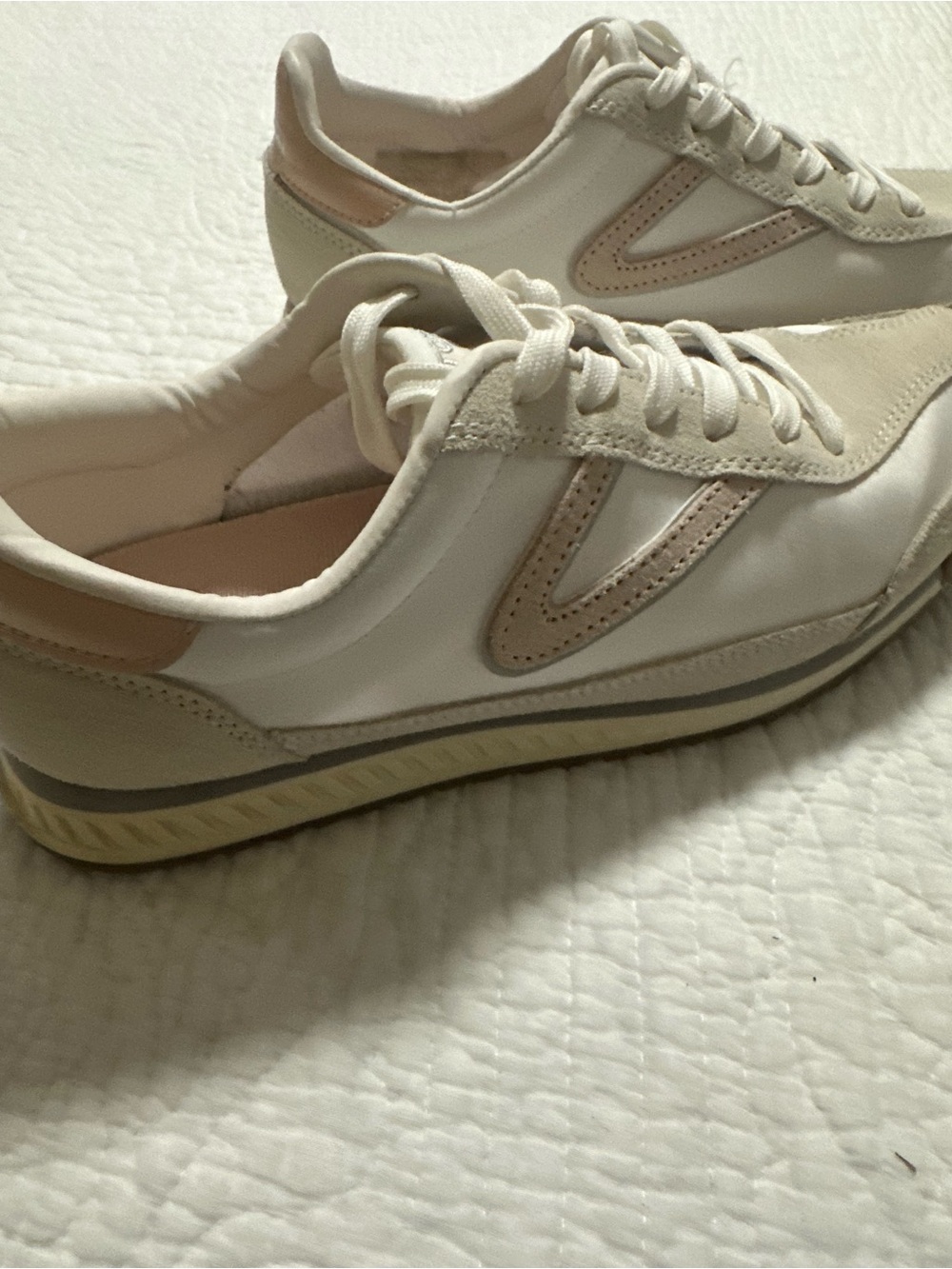 Tretorn White Sneakers with Pale Pink Accents